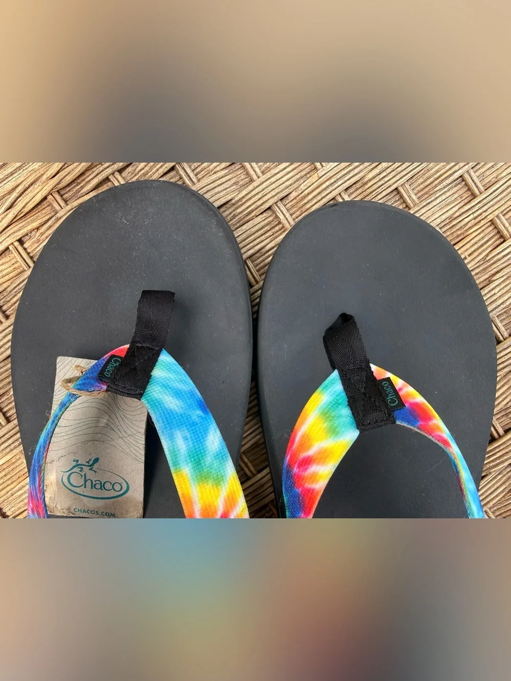 NWT Chaco Chillos Flip Flops - Dark Tie Dye Sport Sandals Size 15
